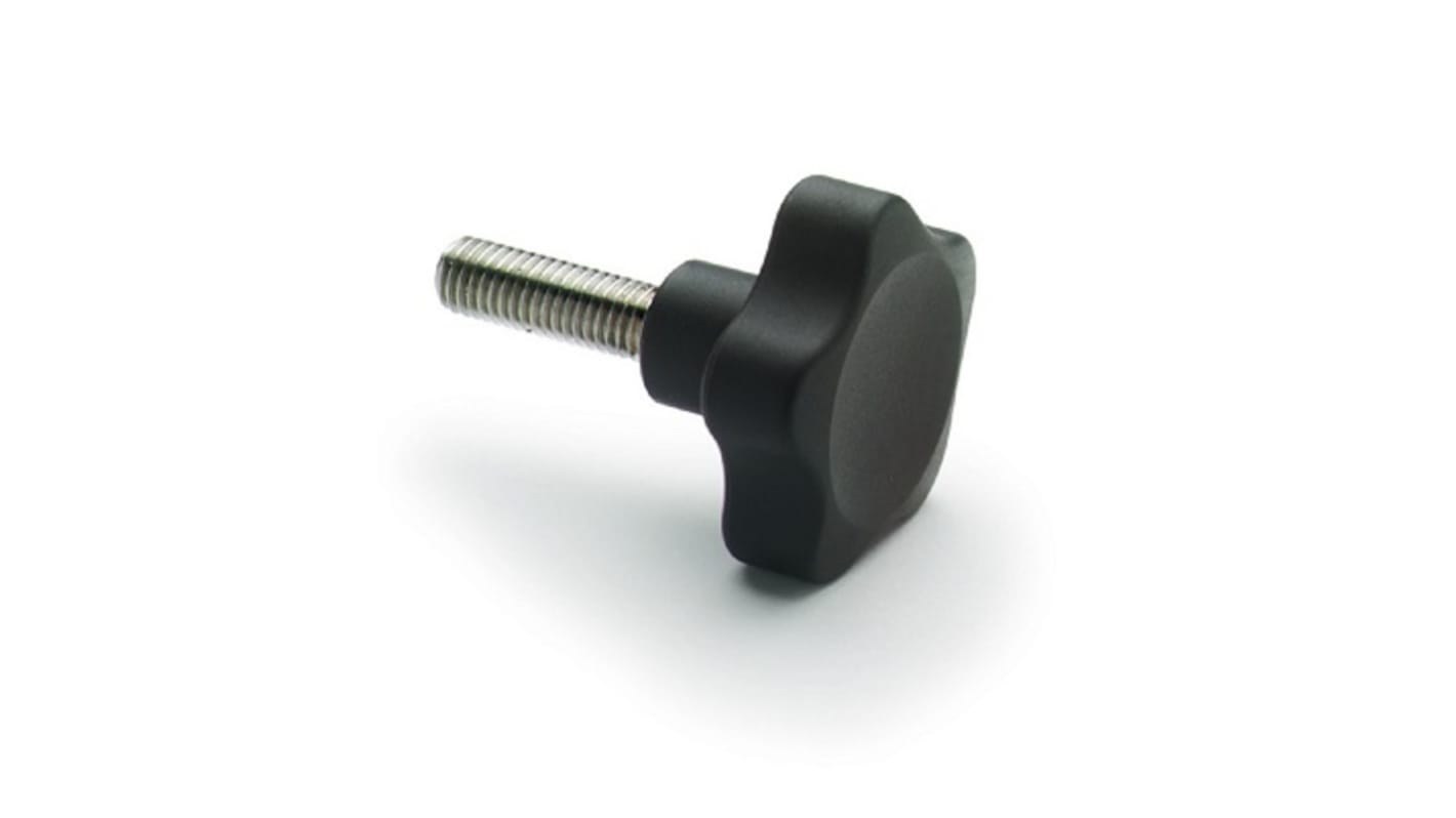 Elesa 166174 Black Glass Fibre Reinforced Polyamide Clamping Knob, M6 x 30, Threaded Stud