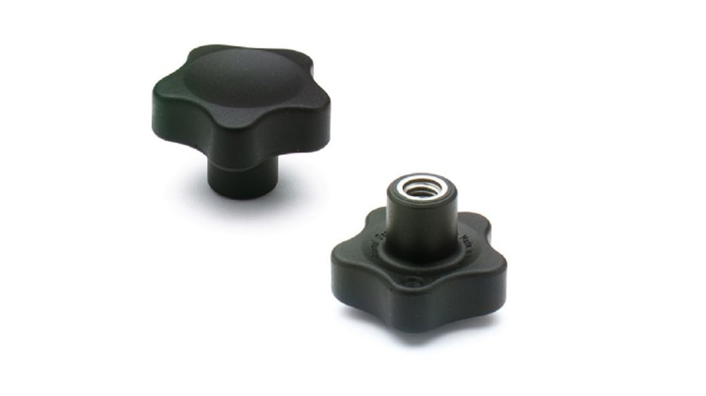 Pomo de apriete, Elesa, Negro, Poliamida reforzada con fibra de vidrio, M12 x 21