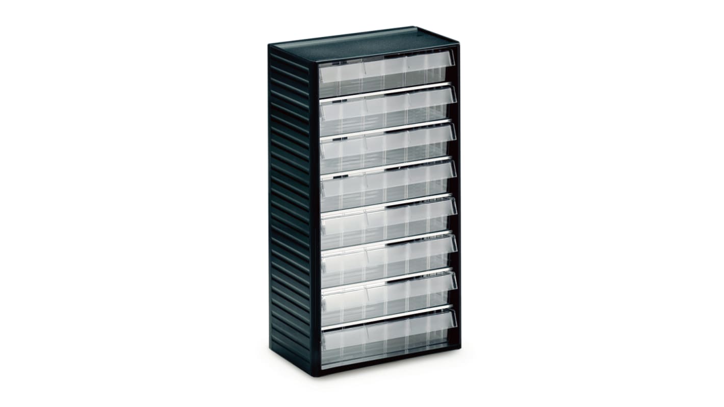 Treston 灰色抽屉式收纳柜, PP外框, 550mm高 x 310mm宽 x 180mm深, 8个抽屉