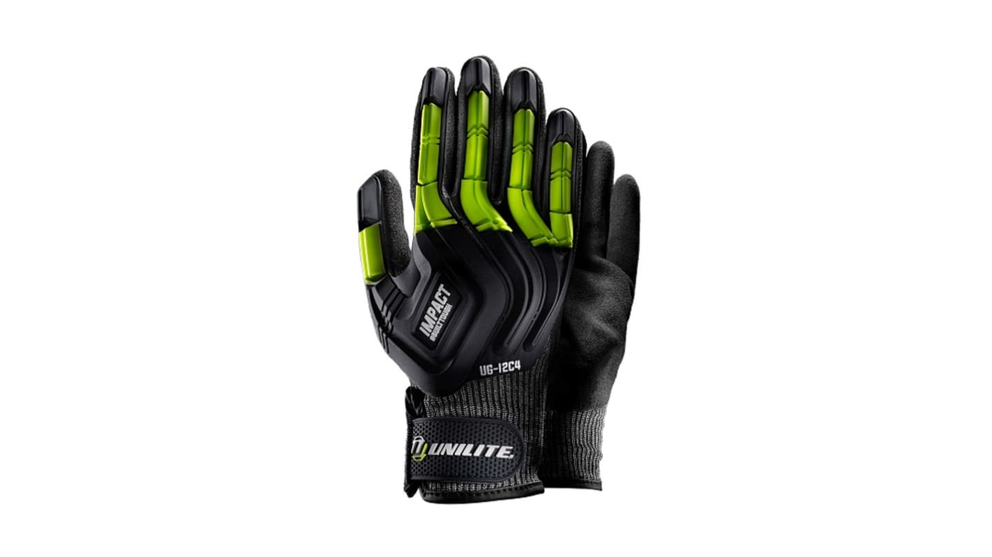 Unilite UG-I2C4 Black HPPE Impact Protection Cut Resistant Gloves, Size 8, Nitrile Coating