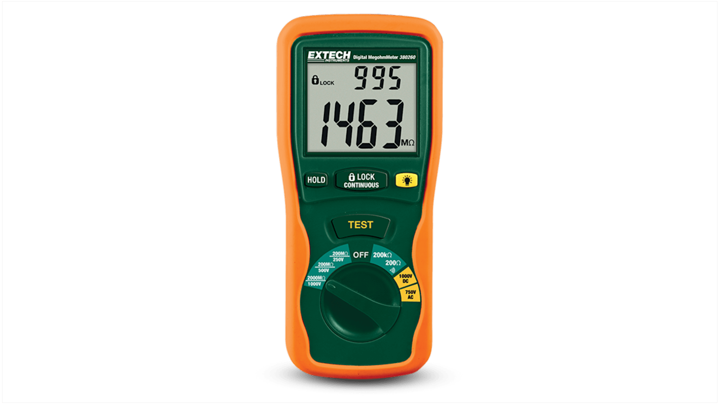 Extech EXTECH 380260 Insulation Tester, 250V Min, 100V Max, CAT III-1000V