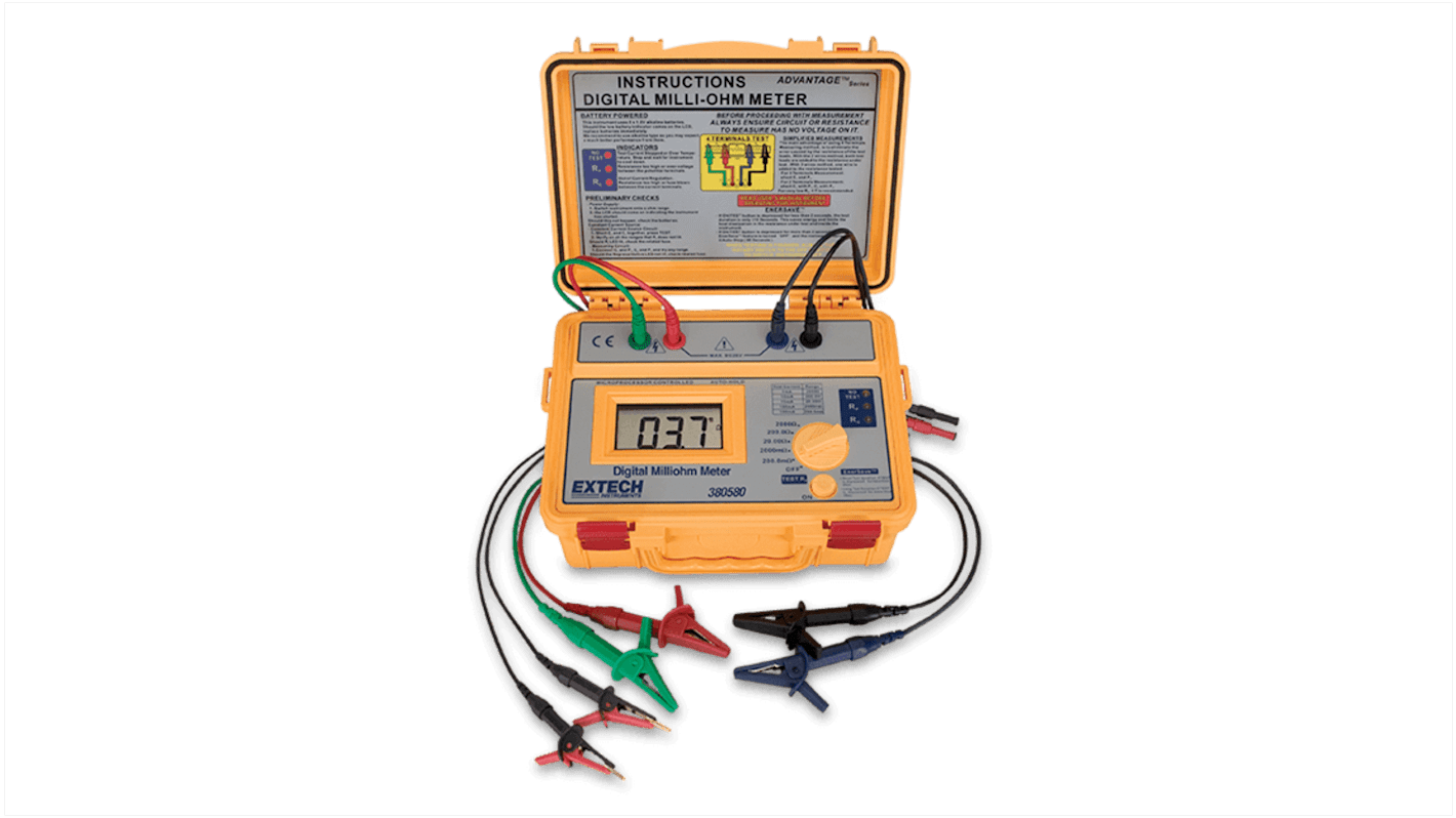 Extech EEH 380580-NIST Ohmmeter, 2000 Ω Max, 4 Wire