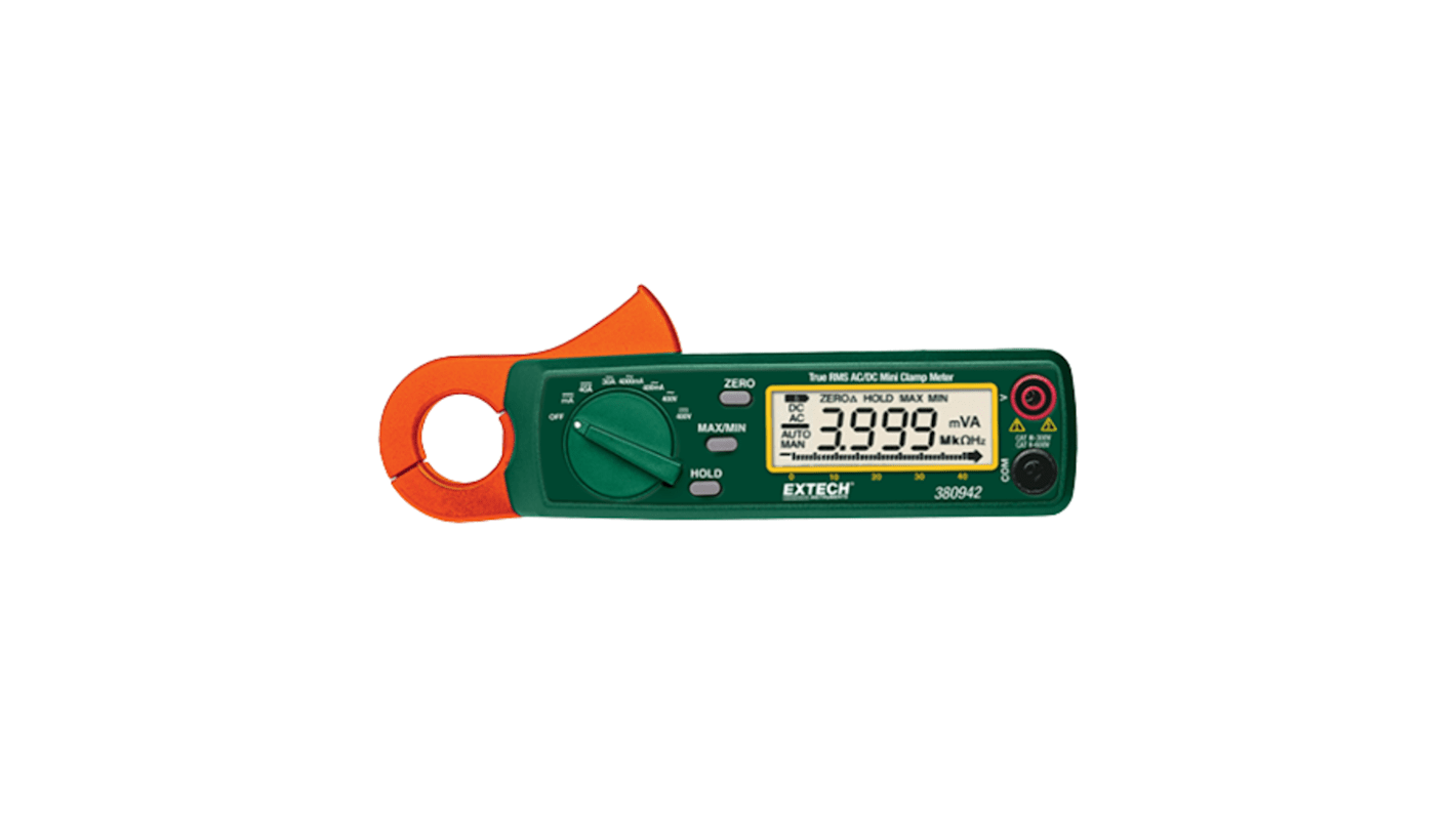 Extech 380942 Clamp Meter USB, 30A dc, Max Current 30A ac CAT III 300V