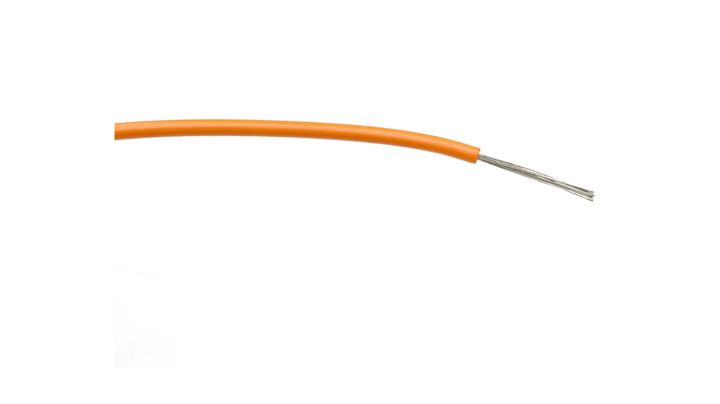RS PRO Orange 0.5mm² Hook Up Wire, 16/0.2 mm, 100m, PVC Insulation