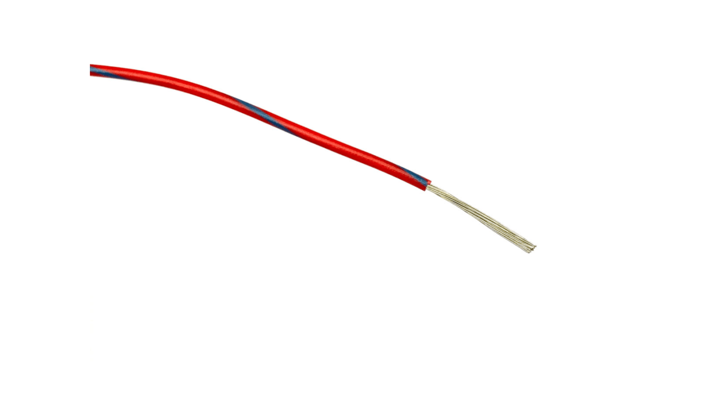 RS PRO Blue/Red 0.5mm² Hook Up Wire, 16/0.2 mm, 100m, PVC Insulation