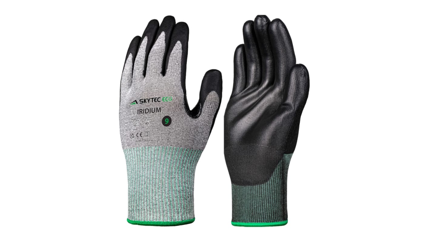 Skytec Eco Iridum Arbeitshandschuhe, Größe 8, Schneidfest, HPPE, Polyester Schwarz, Grau