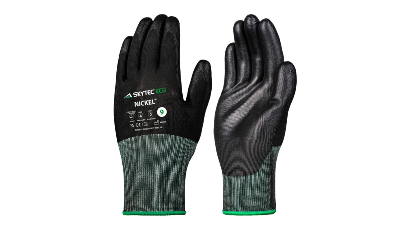 Skytec Eco Nickel Black Polyester Abrasion Resistant, Tear Resistant General Handling Gloves, Size 10, Polyurethane
