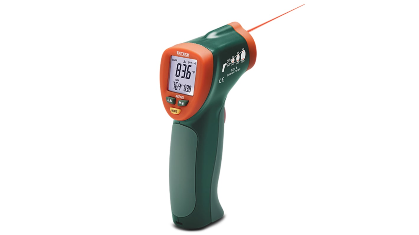 Extech 42510A Mini IR Thermometer, -50°C Min, +650°C Max, ±1 Accuracy, °C and °F Measurements