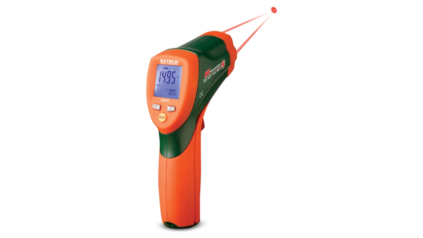 Extech 42512 IR Thermometer, -50°C Min, ±1 Accuracy, °C and °F Measurements