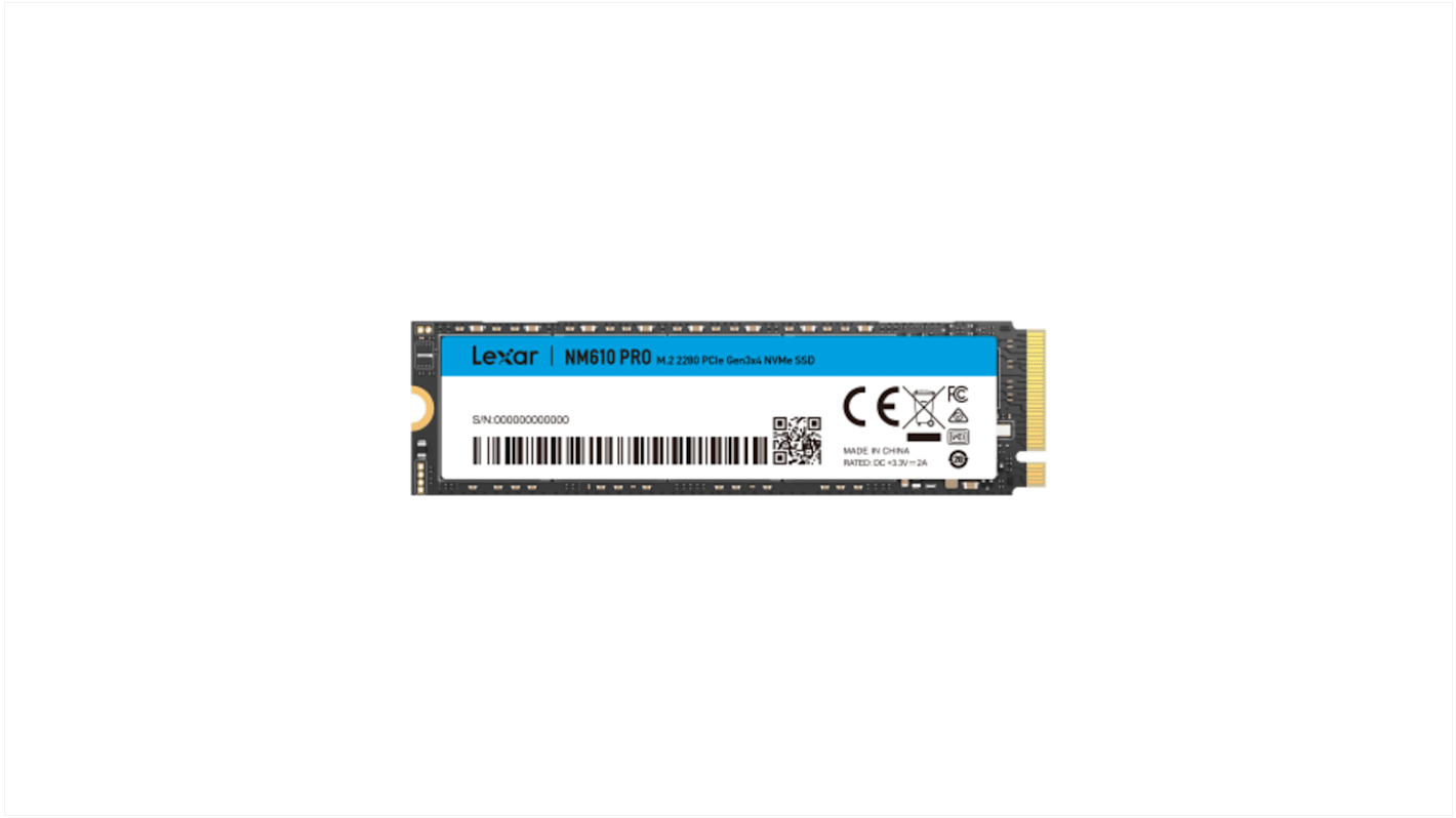 Lexar, M.2 2280 Intern SSD PCIe Gen3 Industrieausführung, QLC, 1 TB, SSD