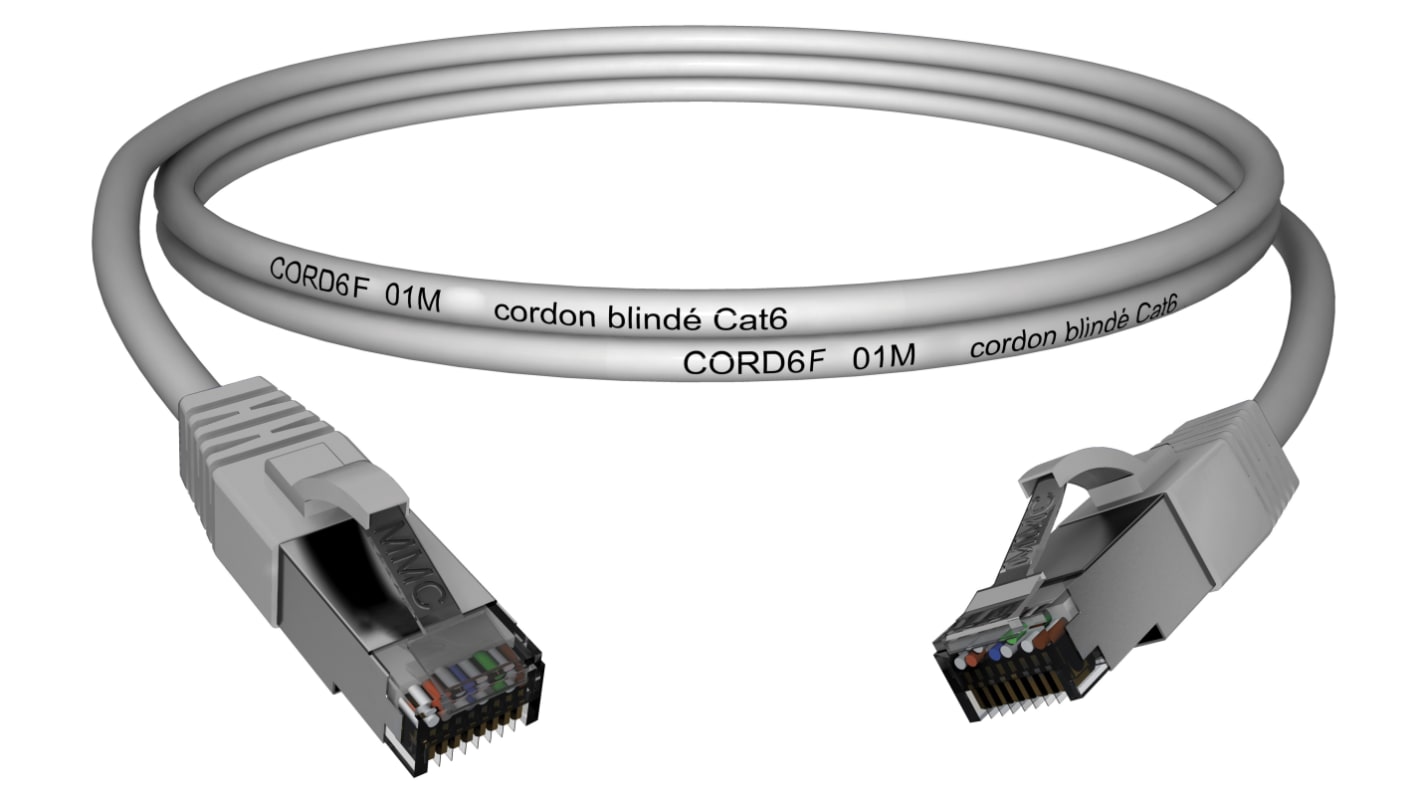 Cable Ethernet Cat6 F/UTP CAE Multimedia Connect de color Gris, long. 10m, Resistente al fuego