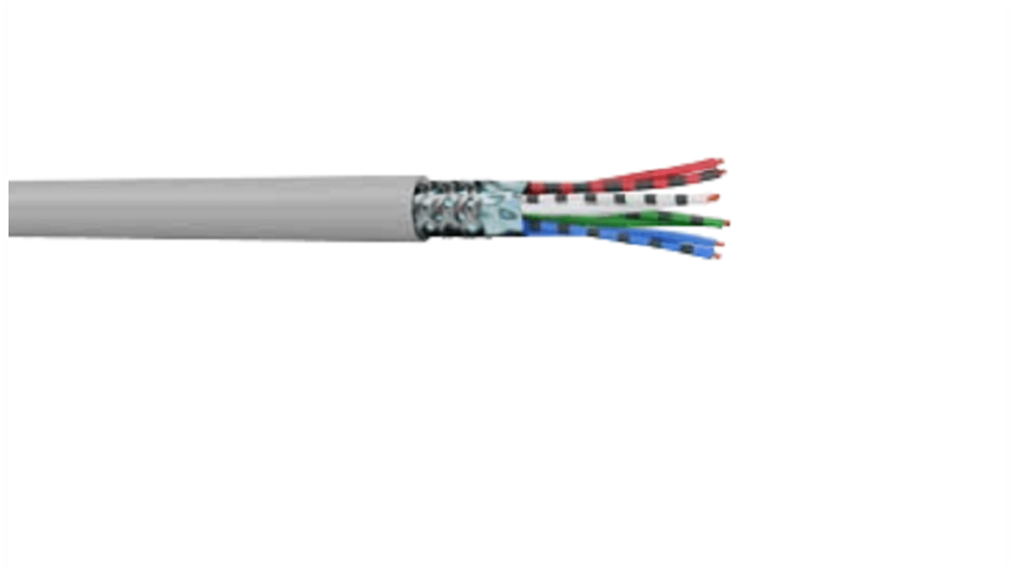 Câble de commande Blindé AXINDUS MP22E, 24 x 0,22 mm², gaine Chlorure de polyvinyle PVC Gris, 12 x 2x 0.22mm