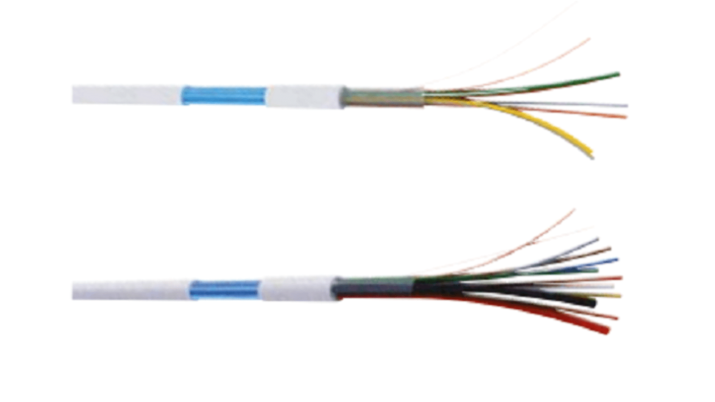 CAE Groupe MULTI275 Control Cable, 12 Cores, 10 x 0.22 + 2 x 0.75 mm², Screened, 100m, Multicoloured PVC Sheath