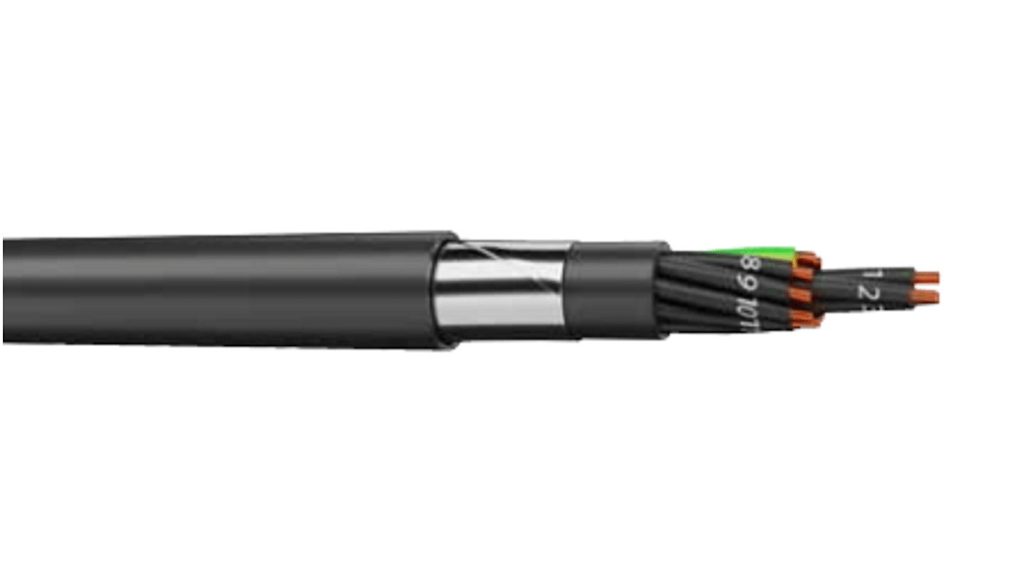 Cable Armado armado Blindado AXINDUS de 12 núcleos, 1,5 mm², long. 100m, 1 kV, funda de PVC, Negro