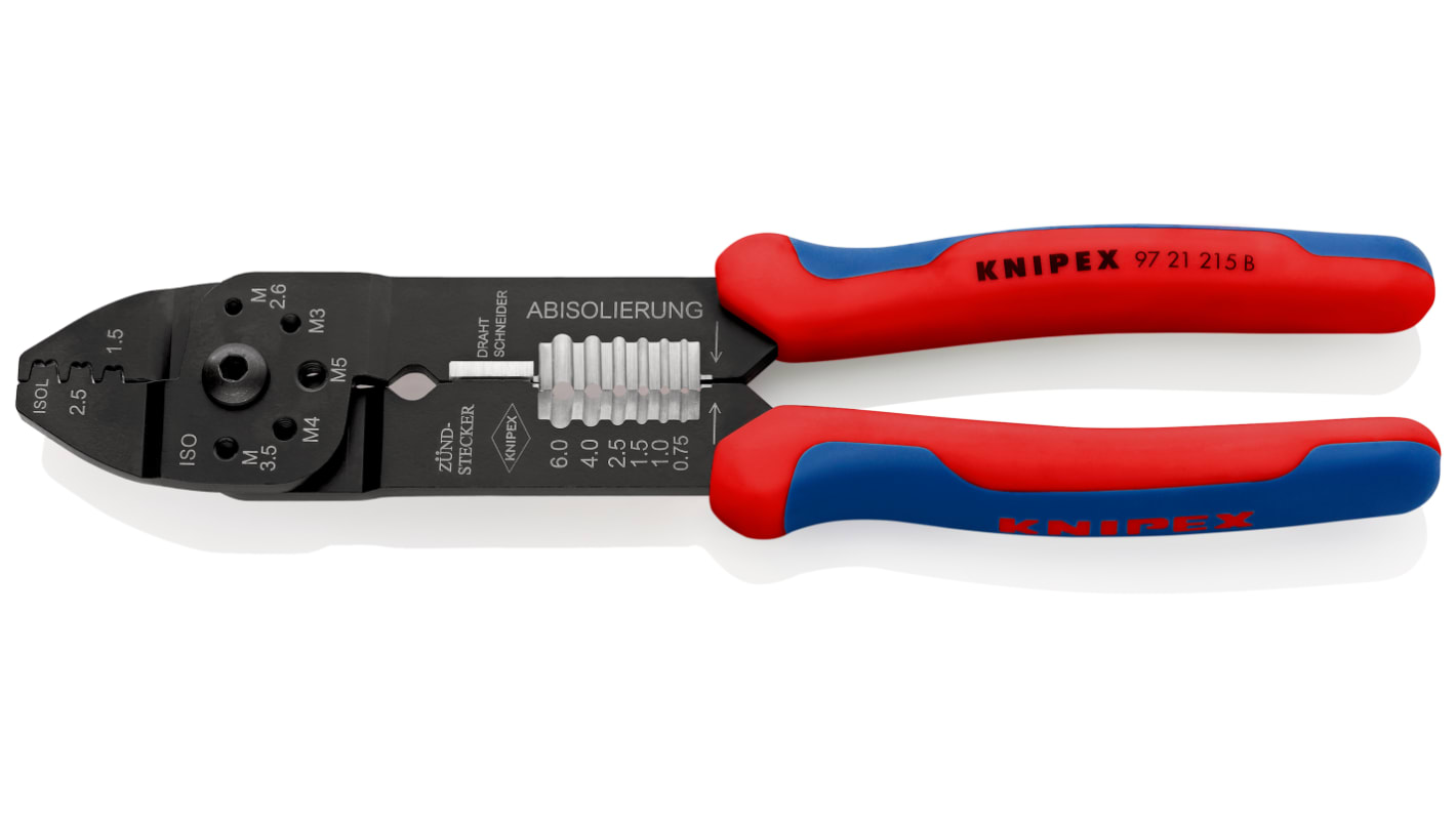 Knipex 97 Hand Crimp Tool for Uninsulated Open Barrel Terminals, 0,5 → 2,5mm² Wire