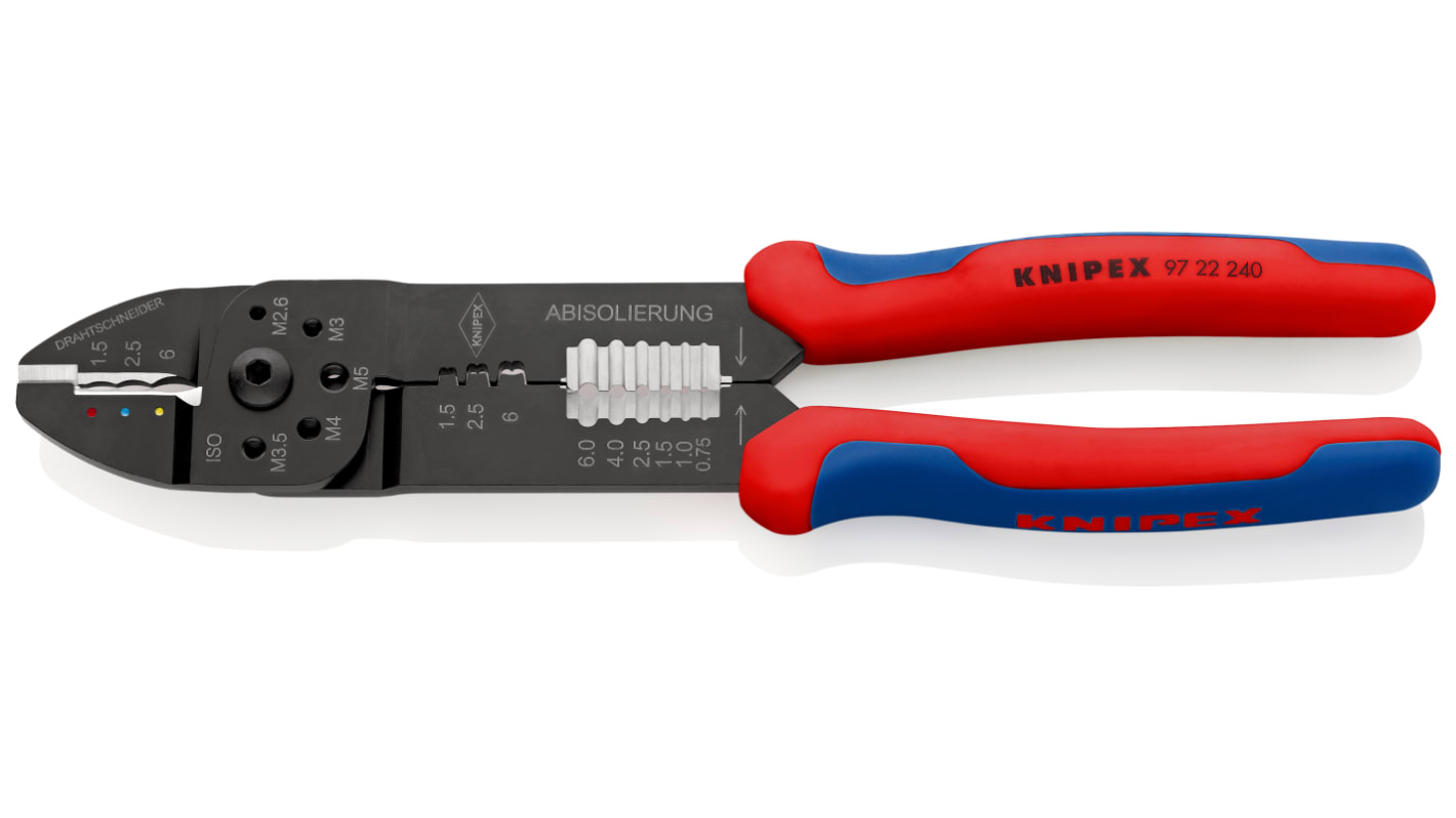 Knipex 97 Hand Crimp Tool for Insulated Terminals, 0,5 → 6mm² Wire