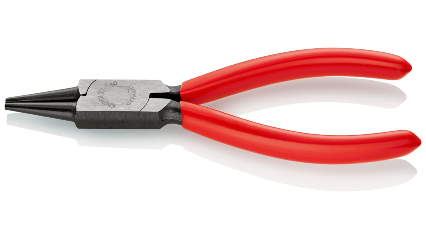 Knipex Round Nose Pliers, 140 mm Overall, Pointed, Straight Tip, 28mm Jaw