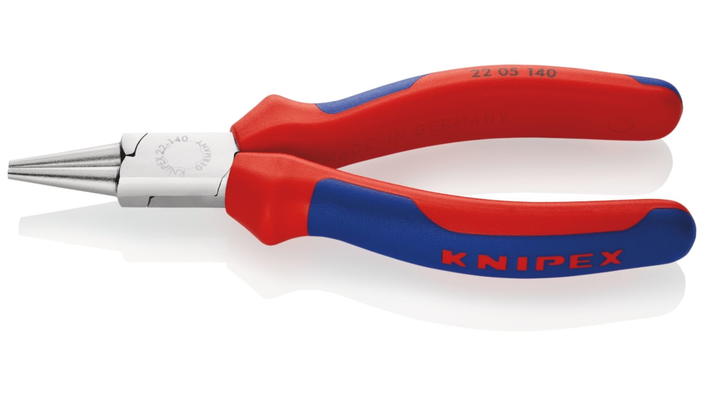 Knipex Round Nose Pliers, 140 mm Overall, Pointed, Straight Tip, 28mm Jaw