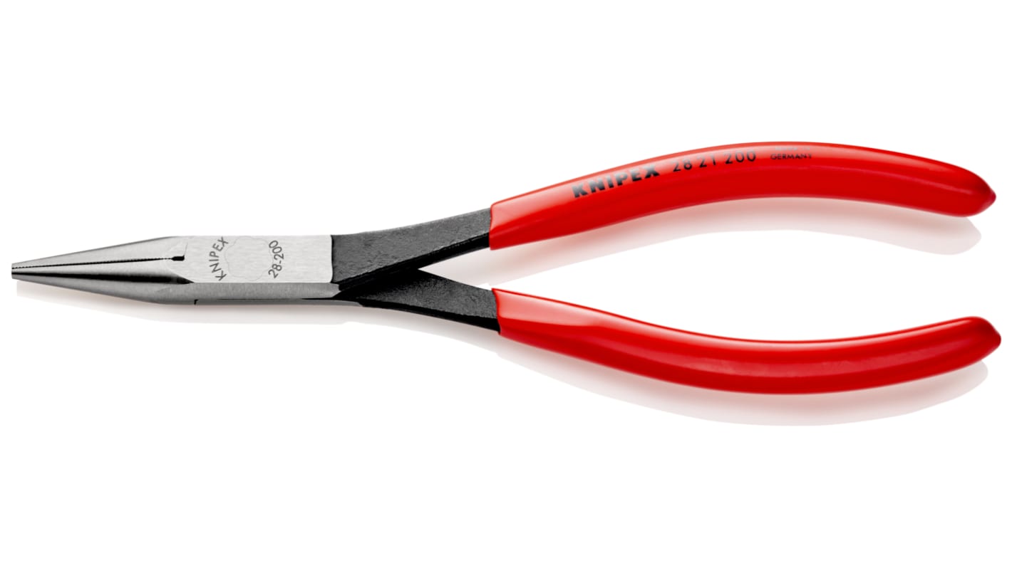 Knipex Long Nose Pliers, 200 mm Overall, Straight Tip, 34mm Jaw