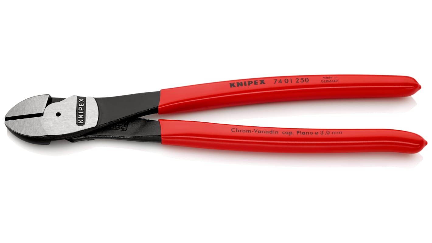 Alicate de corte diagonal de fuerza Knipex, capacidad de corte 4.6mm, long. total 250 mm,