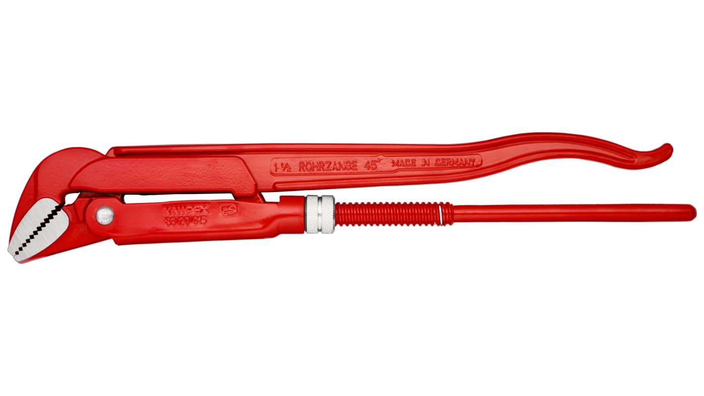 Knipex Pipe Wrench, 430 mm Overall, 60mm Jaw Capacity, Metal Handle