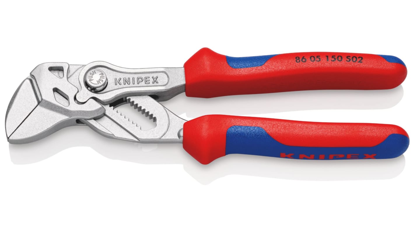 Knipex Pliers wrench, 165 mm Overall, Angled, Bent, Flat, Straight Tip