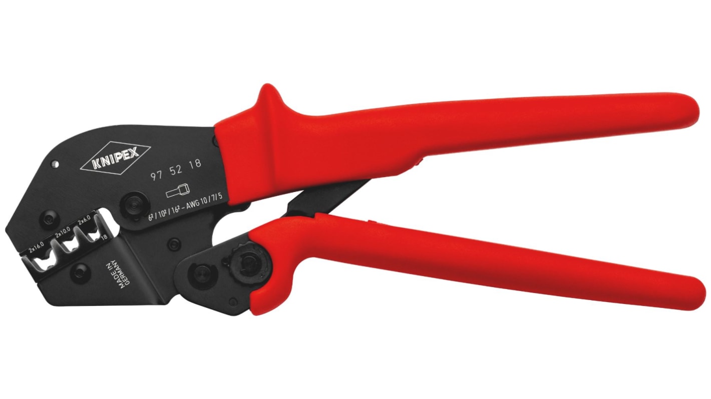 Knipex 97 Hand Ratcheting Crimp Tool for Twin Wire Ferrules, 2 x 6 → 16mm² Wire