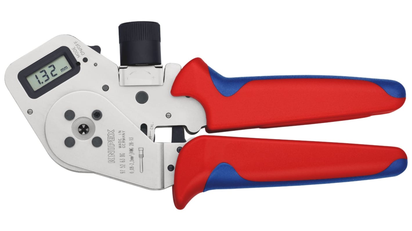 Knipex 97 Hand Ratcheting Four-Mandrel Crimping Pliers for Turned Contacts, 0,08 → 2,5mm² Wire
