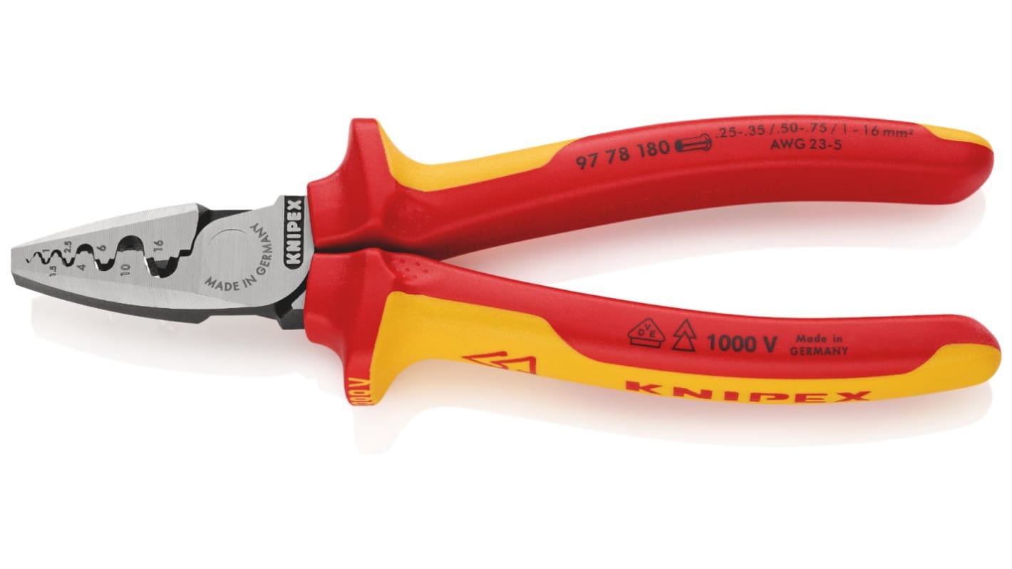 Knipex 97 Hand Crimp Tool for Bootlace Ferrule, 0,25 → 16mm² Wire