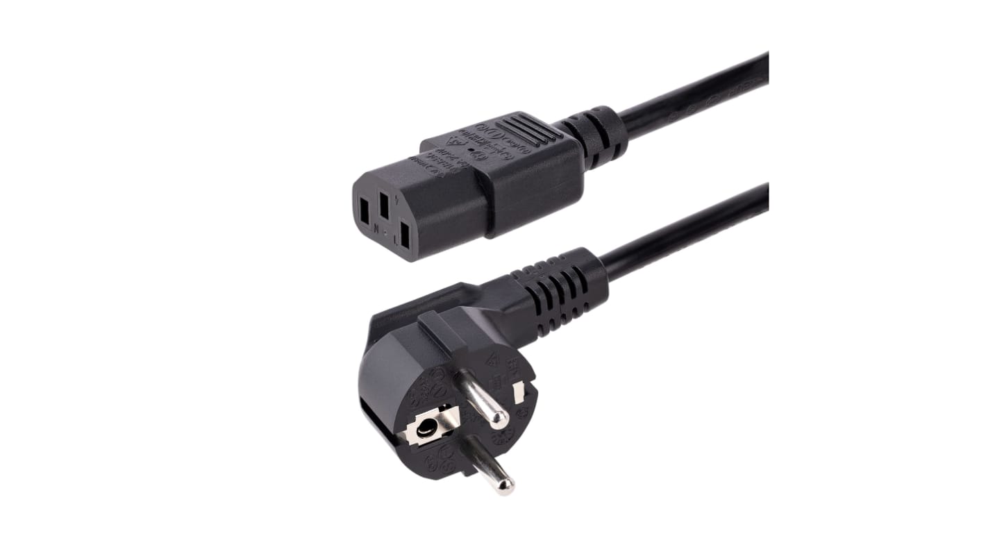 StarTech.com Installationskabel, 1m Sort, 10 A, CEE 7/7 til IEC C13, 250 V ac