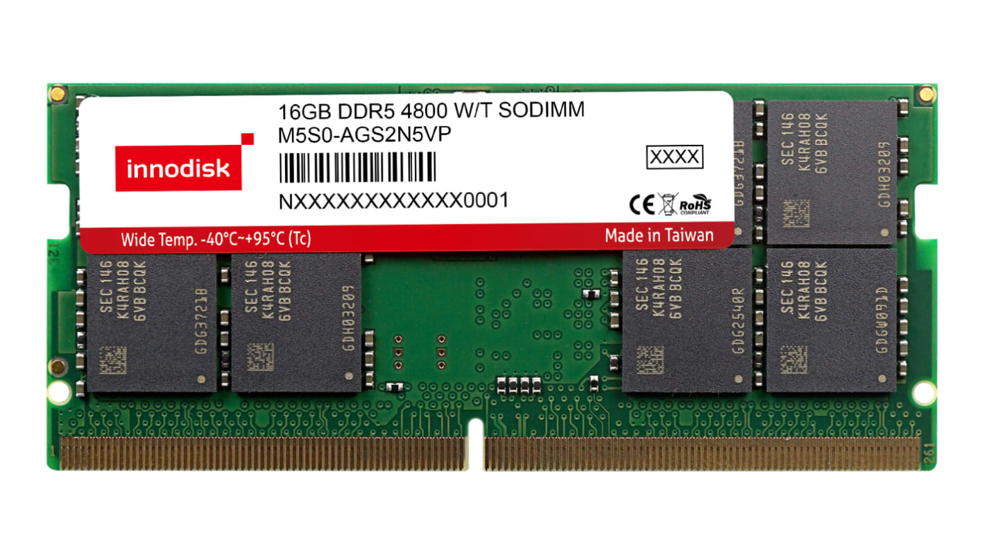 InnoDisk 笔记本内存, 16 GB, DDR5, SODIMM插槽