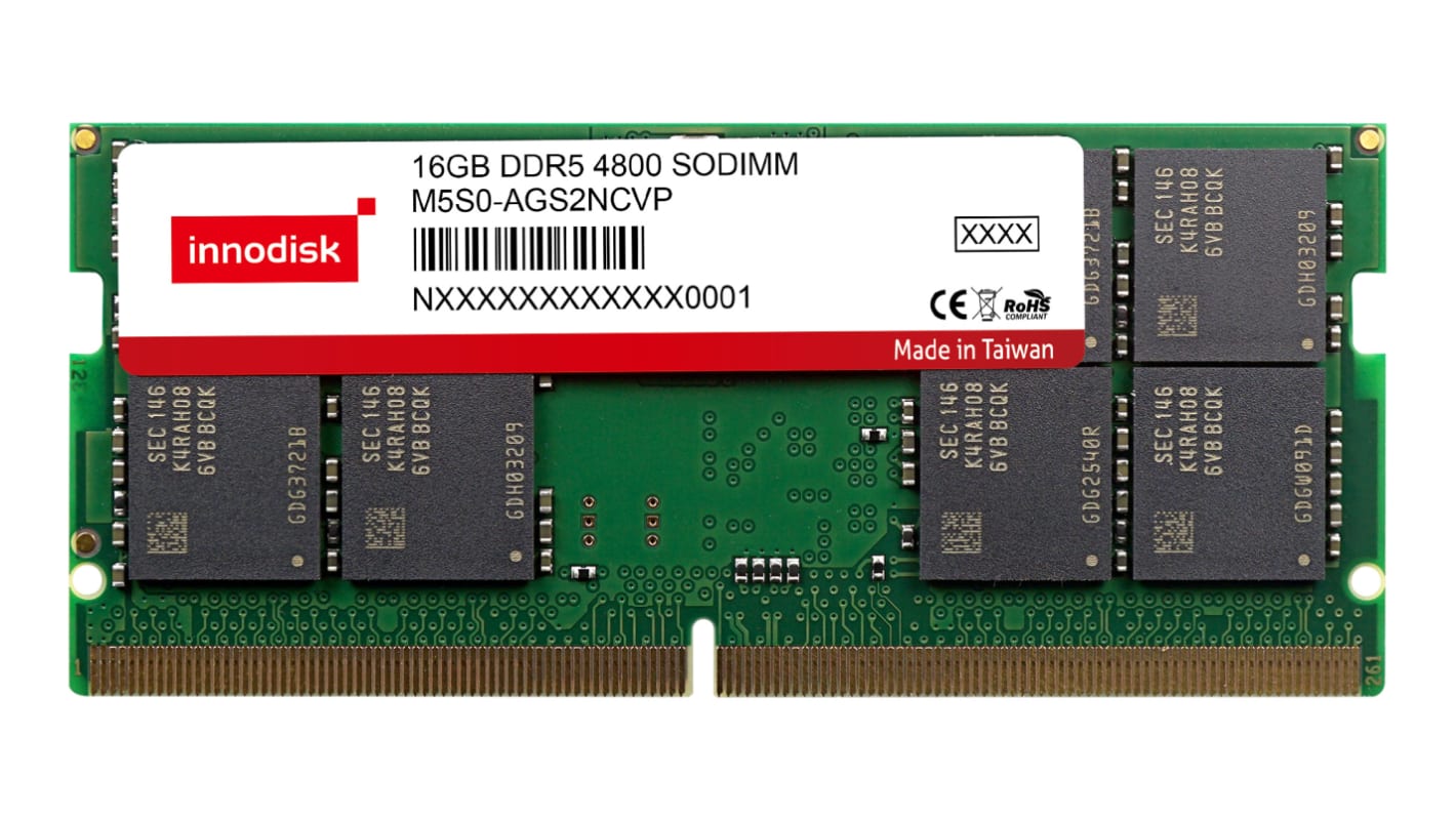 InnoDisk 16 GB DDR5 Laptop RAM, SODIMM, 1.1V