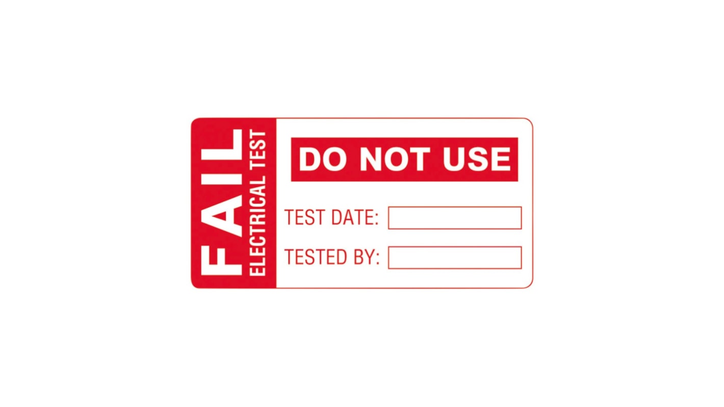 Martindale FAIL1 PAT Testing Label, For Use With PAT 32