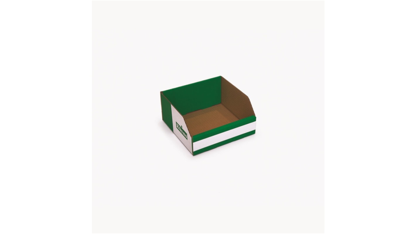 Kbins Cardboard Recycle Bin, 200mm x 200mm x 100mm, Green, White