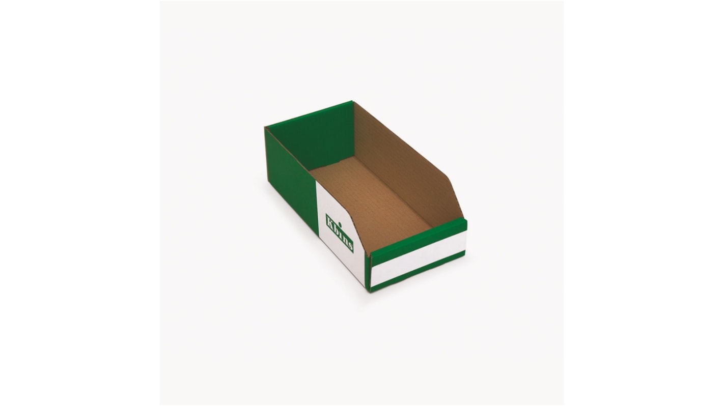 Kbins Cardboard Recycle Bin, 300mm x 150mm x 100mm, Green, White