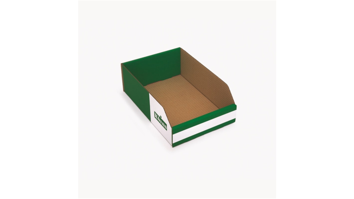 Kbins Cardboard Recycle Bin, 300mm x 200mm x 100mm, Green, White