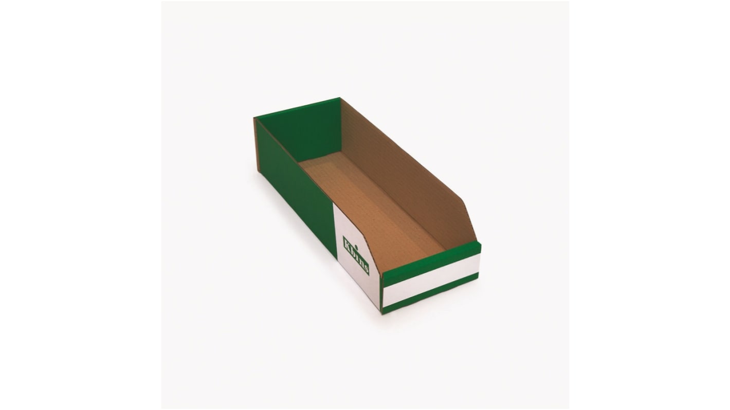 Kbins Cardboard Recycle Bin, 400mm x 150mm x 100mm, Green, White