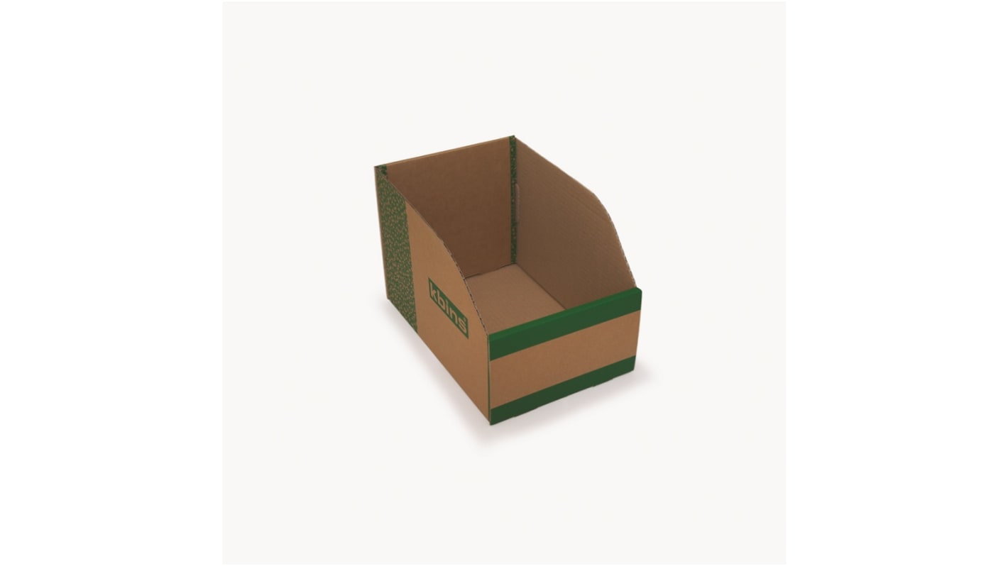 Kbins Cardboard Recycle Bin, 300mm x 200mm x 200mm, Green, White