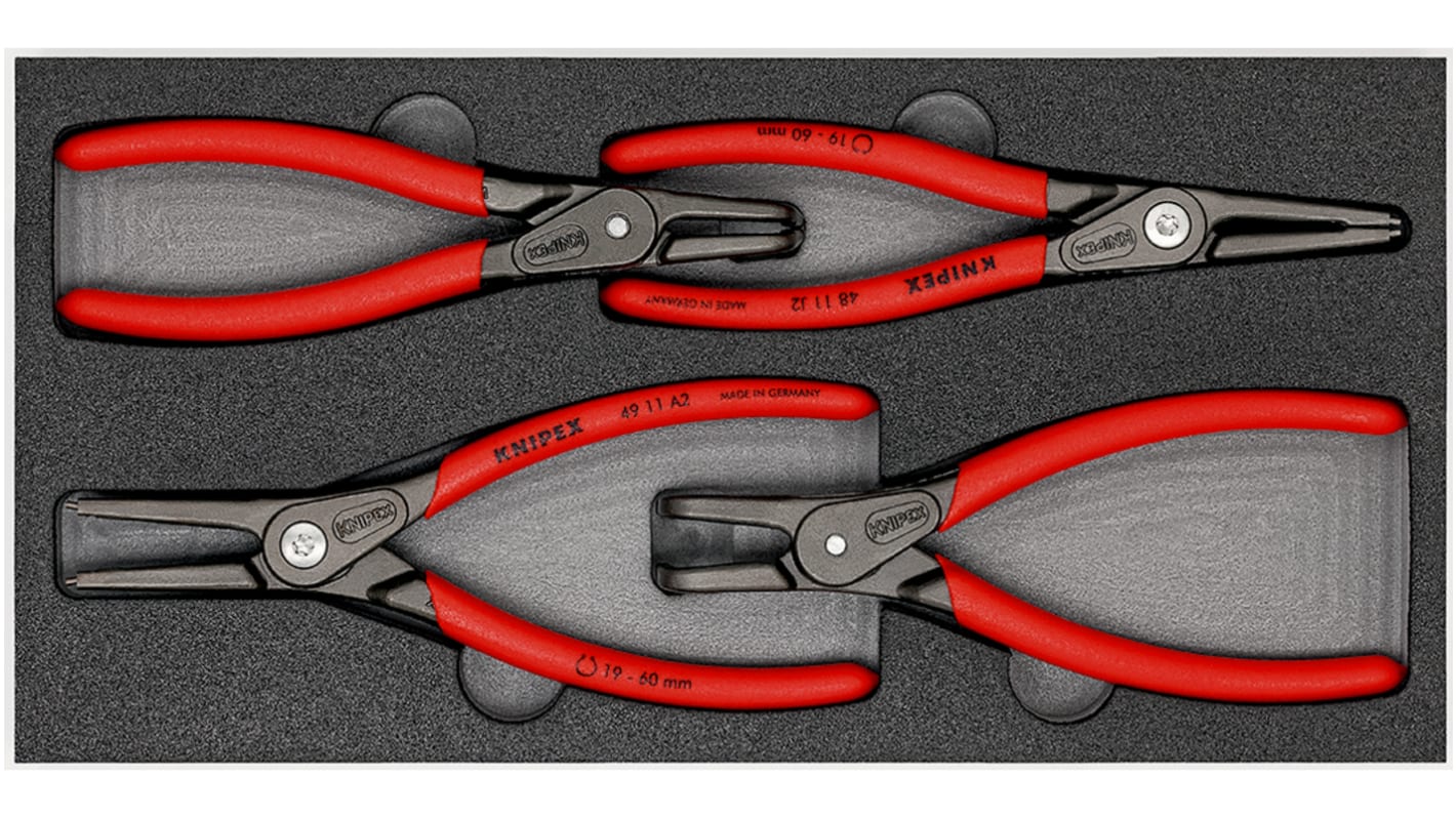 Knipex 4-Piece Circlip Plier Set, Angled, Straight Tip, 335 mm Overall
