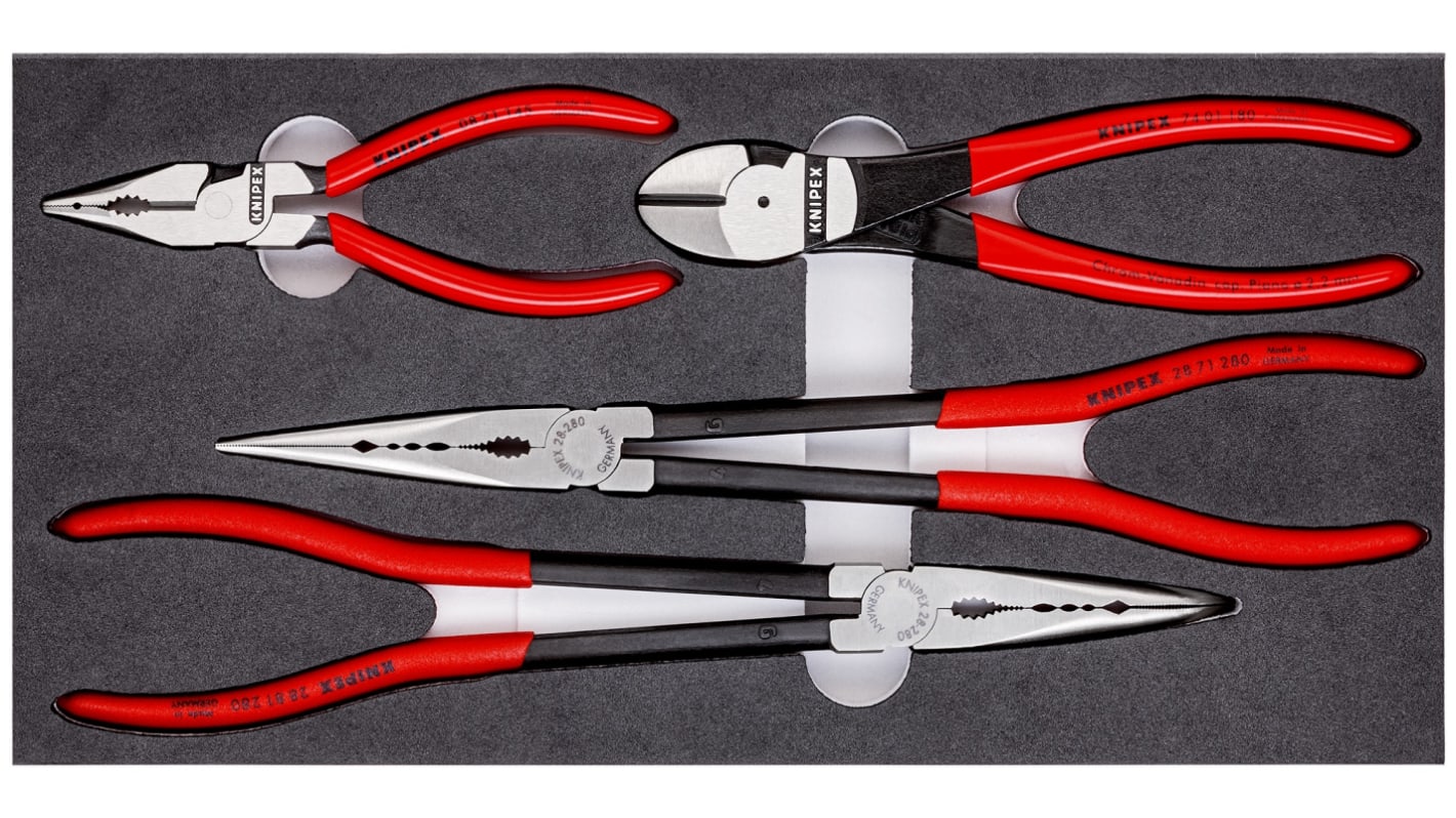 Knipex 4-Piece Plier Set, Flat, Straight Tip, 335 mm Overall
