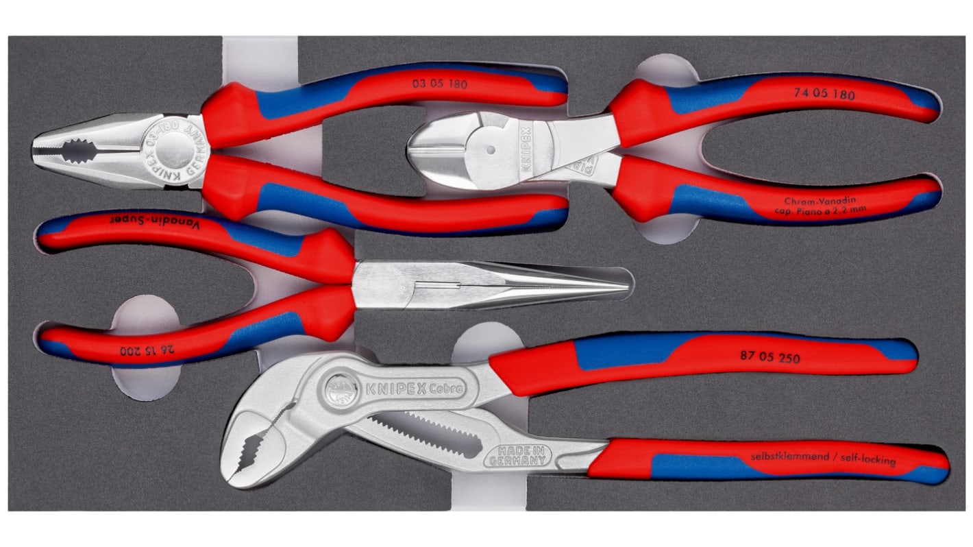 Knipex プライヤセット 4個 特殊工具鋼、 細孔フォーム 00 20 01 Knipex プライヤセット 4個 特殊工具鋼、 細孔フォーム 00 20 01