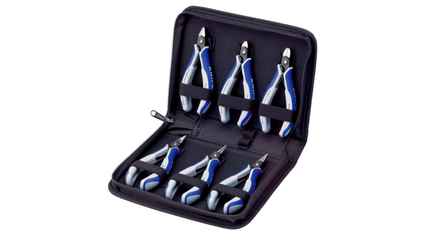 Knipex Zangensatz 6 Stk. 212 mm Kombizange, Seitenschneider Halbrundzange, Spitzzange, Rundzange