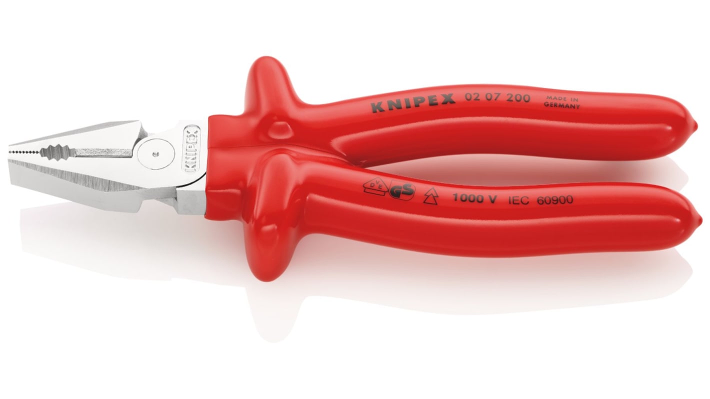 Knipex Combination Pliers, 200 mm Overall, Straight Tip, VDE/1000V