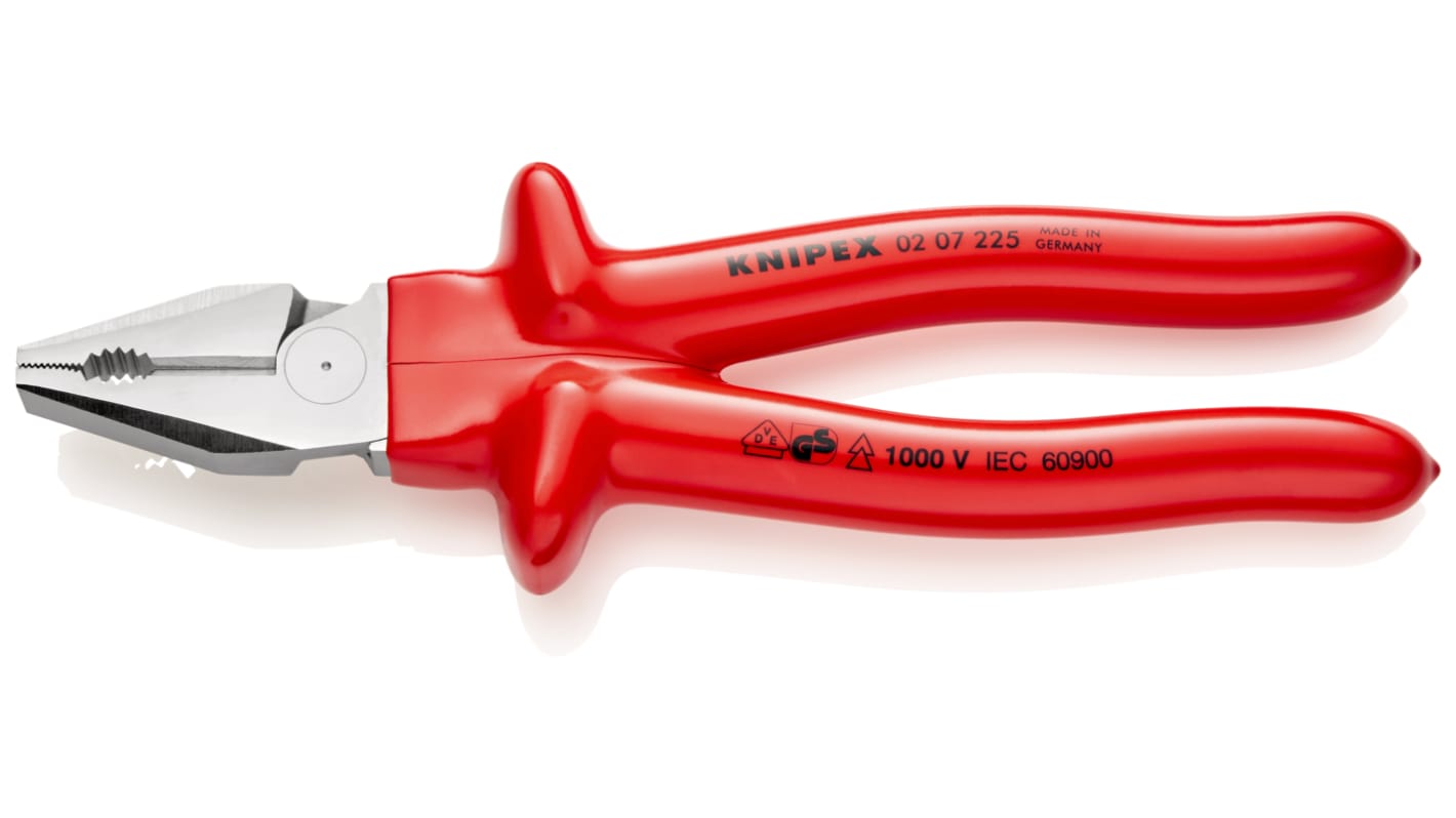 Knipex Combination Pliers, 225 mm Overall, Straight Tip, VDE/1000V