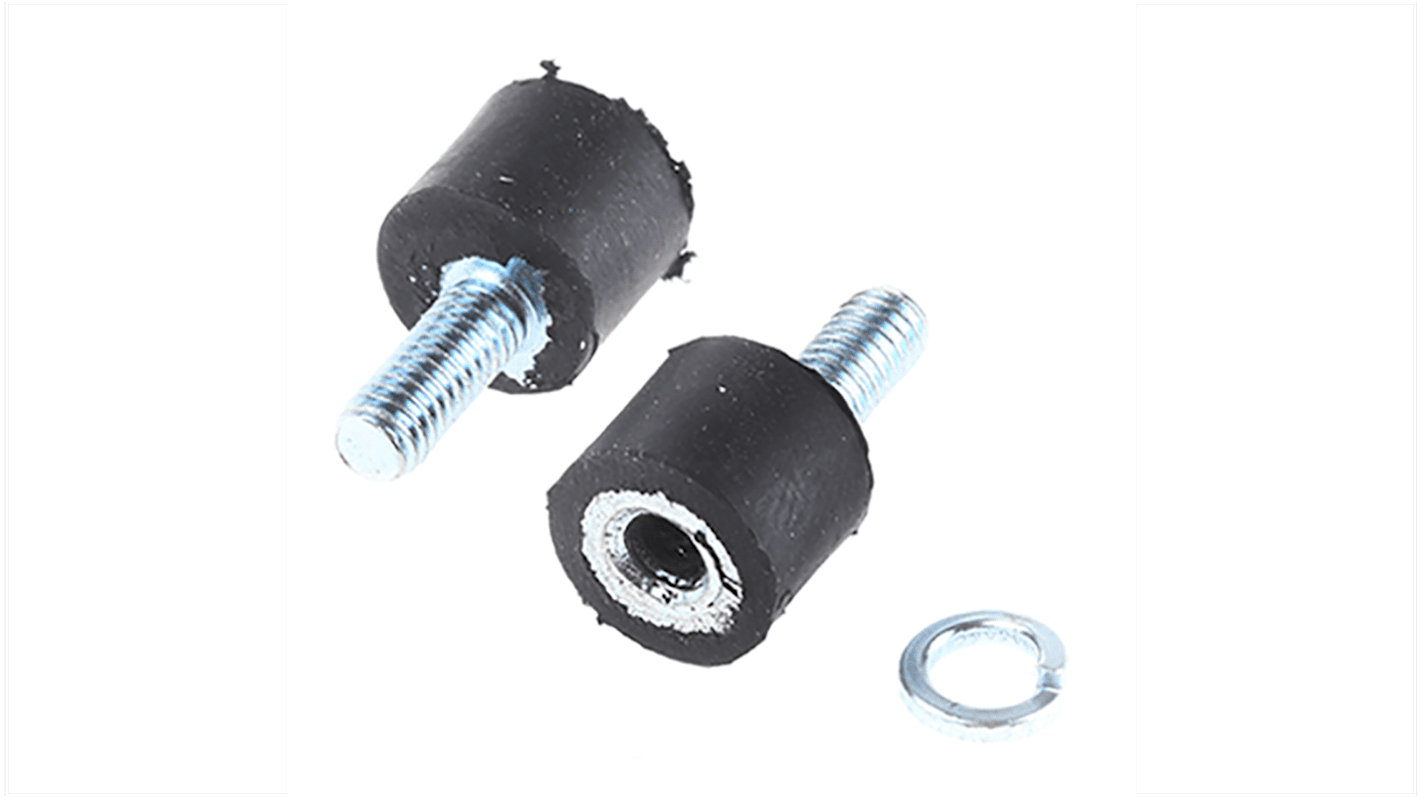FIBET Cylindrical M4 Anti Vibration Mount, Male to Female Bobbin with 11.7daN Compression Load
