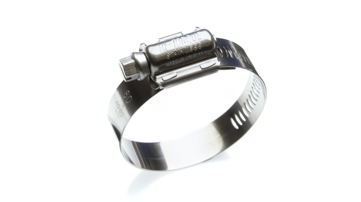 HI-TORQUE Stainless Steel Slotted Screw Hose Clip, 0.8mm Band Width, 480mm ID