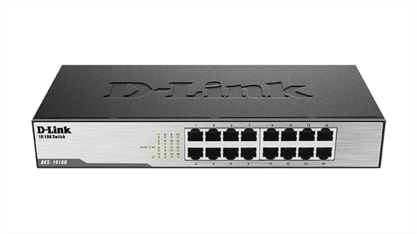 D-Link 16-Port Fast Ethernet Unmanaged Desktop Switch Ethernet-Switch Desktop, Rackmontage 16-Port Unmanaged