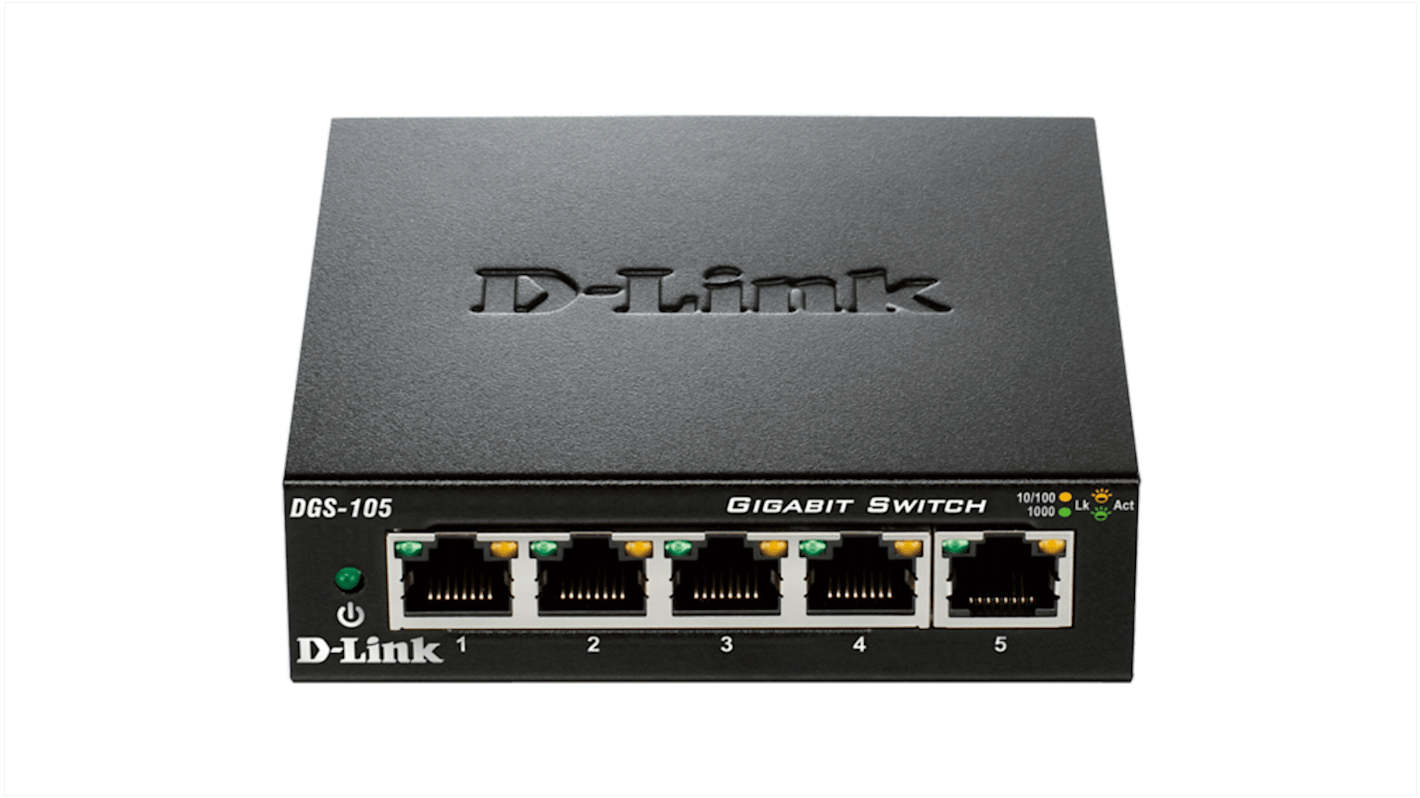 D-Link 5-Port Gigabit Unmanaged Desktop Switch DGS-105, Unmanaged 5 Port Gigabit Switch, EU