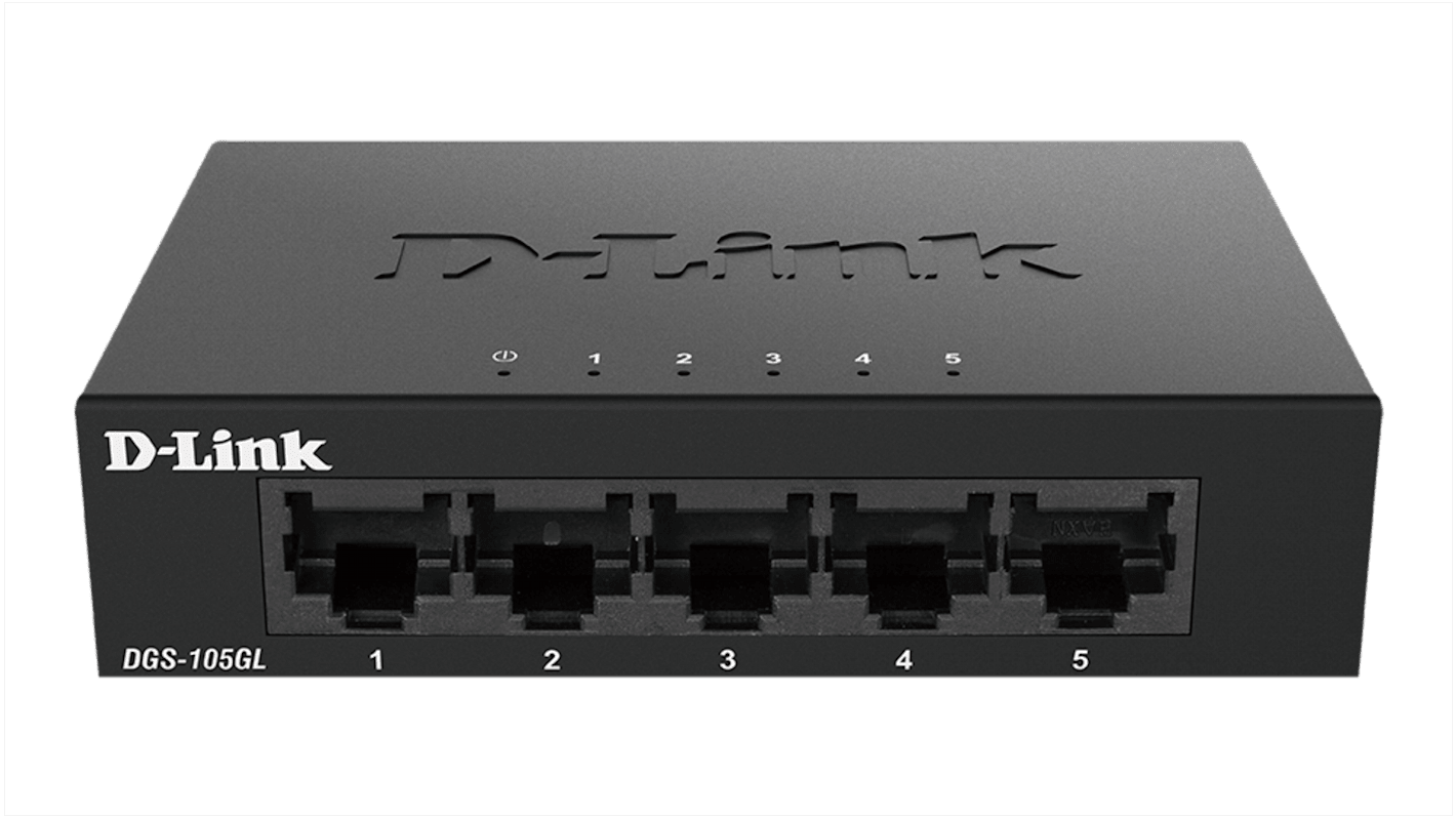 D-Link 5-Port Gigabit unmanaged Desktop-Switch DGS-105 Ethernet-Switch Desktop 5-Port Unmanaged 10/100/1000Mbit/s EU