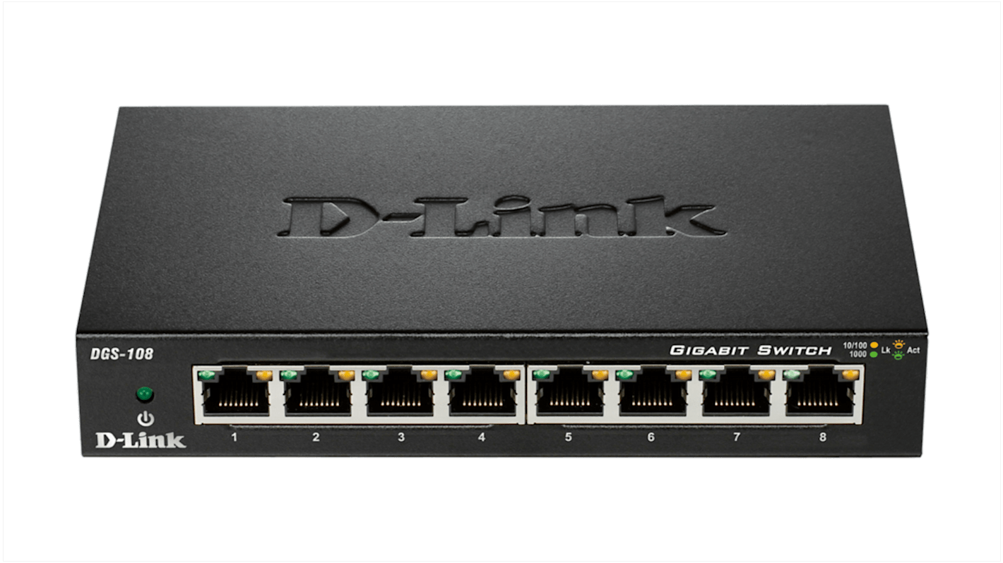 D-Link 8-Port Gigabit Unmanaged Desktop Switch DGS-105, Unmanaged 8 Port Gigabit Switch, EU